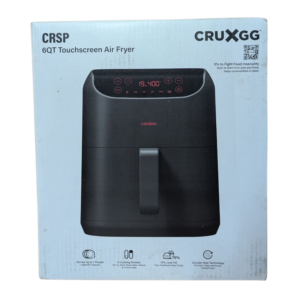 CRUXGG 6QT Touchscreen Air Fryer - Smoke Grey New